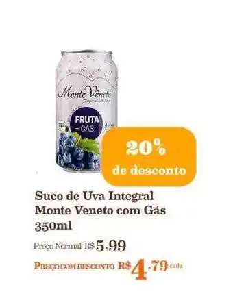 Mercadinhos São Luiz Suco de uva integral monte veneto com gás 20% de desconto oferta