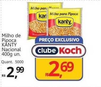 Supermercados Koch Milho de pipoca kanty nacional oferta