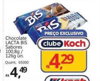 Supermercados Koch Chocolate lacta bis sabores oferta