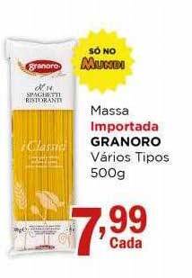 Supermercados Mundial Massa importada granoro vários tipos oferta