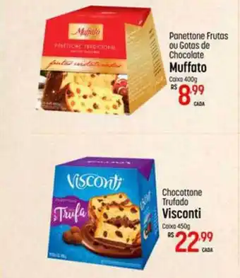 Muffato Panettone frutas ou gotas de chocolate muffato chocottone trufado visconti caixa oferta