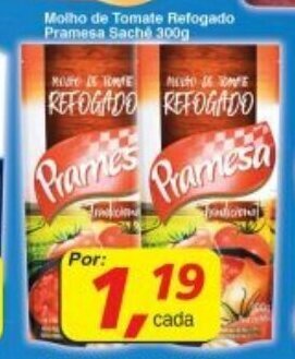 Supermercados Guanabara Molho de Tomate Refogado Pramesa sache 300g oferta
