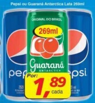 Supermercados Guanabara Pepsi ou Guarana Antarctica lata 269ml oferta