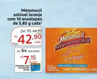 Metamucil Solúvel Laranja Com 10 Envelopes