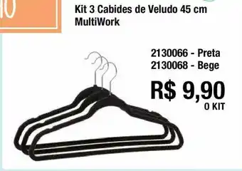 Multicoisas Kit 3 Cabides De Veludo 45 Cm Multiwork oferta