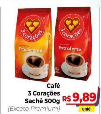 Hiper Moreira Café 3 Corações 500g oferta