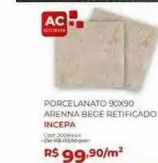 Porcelanato 90x90 arenna bege retificado incepa