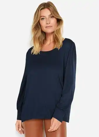 Quatro Estações Bonprix - blusa com fenda manga longa azul marinho oferta