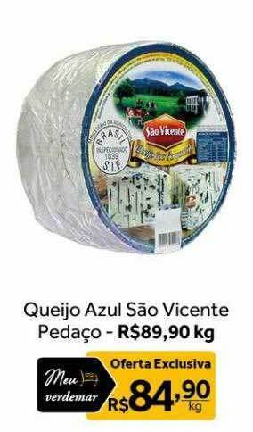 Verdemar Supermercado Queijo azul são vicente pedaço oferta