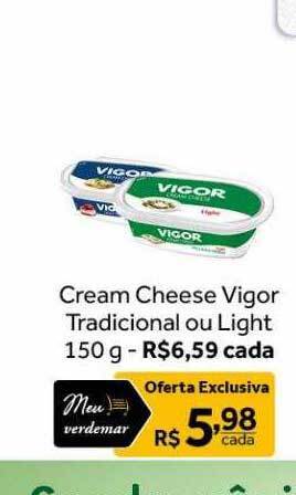 Verdemar Supermercado Cream cheese vigor tradicional ou light oferta