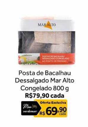 Verdemar Supermercado Posta de bacalhau dessalgado mar alto congelado oferta