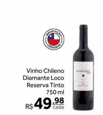 Verdemar Supermercado Vinho chileno diamante loco reserva tinto oferta