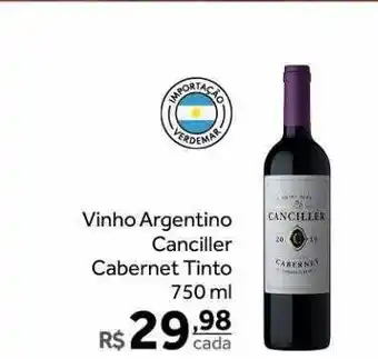 Verdemar Supermercado Vinho argentino canciller cabernet oferta