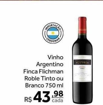 Verdemar Supermercado Vinho argentino finca flichman roble tinto ou branco oferta
