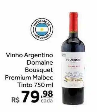 Verdemar Supermercado Vinho argentino domaine bousquet premium malbec tinto oferta