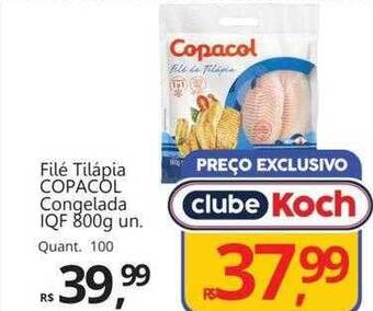 Supermercados Koch Filé tilápia copacol congelada iqf oferta