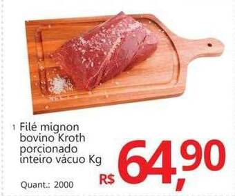 Supermercados Koch Filé mignon bovino kroth porcionado inteiro vácuo kg oferta