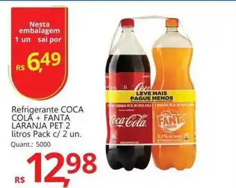 Supermercados Koch Refrigerante coca cola + fanta laranja pet 2 oferta