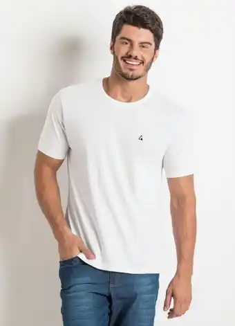 Actual - camiseta básica com detalhe bordado branca