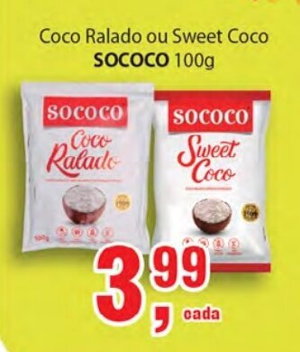 Supermercados Mundial Coco Ralado ou Sweet Coco Sococo 100g oferta