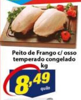 Vencedor Atacadista Peito de Frango c/ Osso temperado congelado 1kg oferta