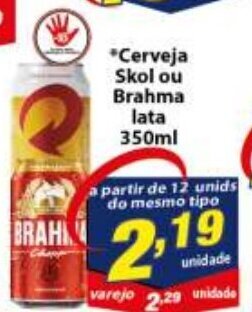 Vencedor Atacadista Cerveja Skol ou Brahma lata 350ml oferta