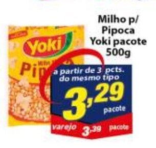 Vencedor Atacadista Milho p/ Pipoca Yoki pacote 500g oferta