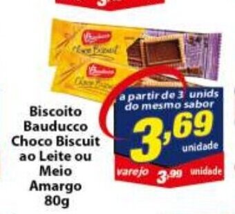 Vencedor Atacadista Biscoito Bauducco Choco Biscuit ao Leite ou Meio Amargo 80g oferta