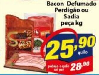 Vencedor Atacadista Bacon Defumado Perdigao ou Sadia peca 1kg oferta