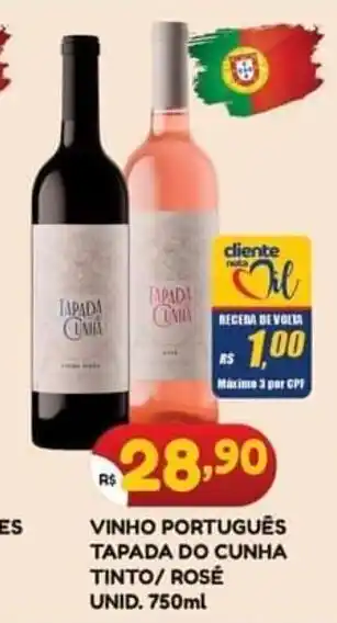 Vinho Portugues Tapada do Cunha Tinto/ Rose Unid. 750ml