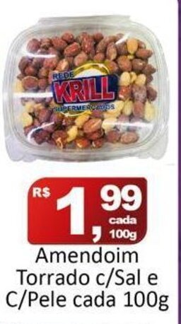 Amendoim Torrado c/ sal e c/ pele cada 100g