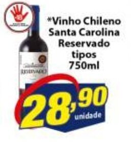 Vencedor Atacadista Vinho Chileno Santa Carolina Reservado tipos 750ml oferta
