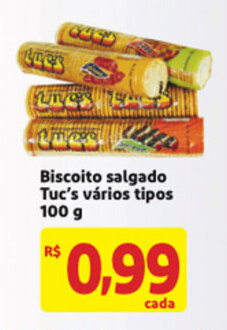 Mercado Extra Biscoito salgado Tuc's varios tipos 100g oferta