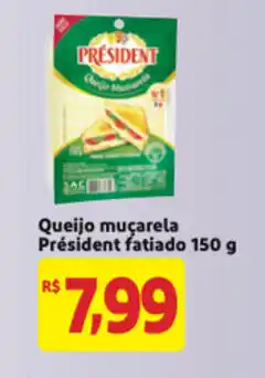 Mercado Extra Queijo Mucarela President fatiado 150g oferta