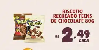 Bahamas Supermercados Biscoito Recheado Teens De Chocolate 80g oferta