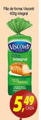 Pao de Forma Visconti 400g integral