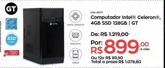 Computador intel celeron 4gb ssd 128gb gt