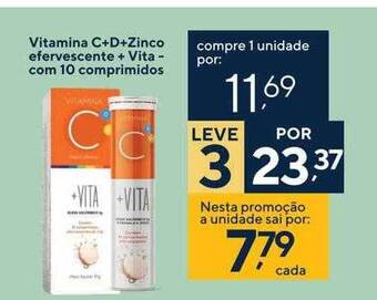 Vitamina c+d+zinco efervescente + vita - com 10 comprimidos