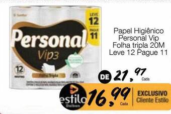 Supermercado Dalben Papel higiênico personal vip folha tripla 20m leve 12 pague 11 oferta