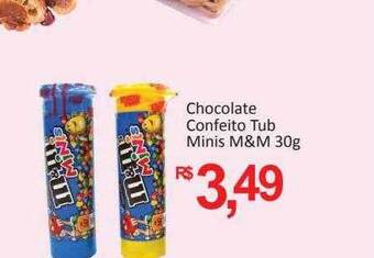 Supermercados Savegnago Chocolate confeito tub minis m&m oferta