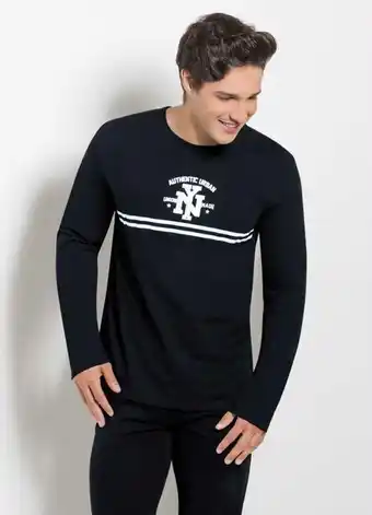Posthaus Moda pop - camiseta preta com manga longa e estampa ny oferta