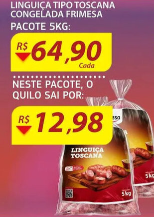 Linguica Tipo Toscana Congelada Frimesa 5kg