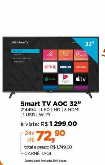 Lojas TaQi Smart tv aoc 32 oferta