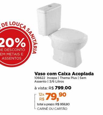 Lojas TaQi Vaso com caixa acoplada oferta