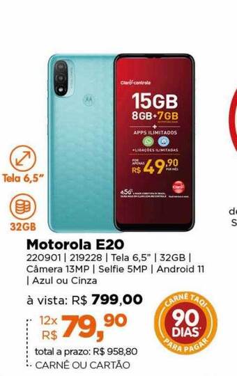 Lojas TaQi Motorola e20 oferta