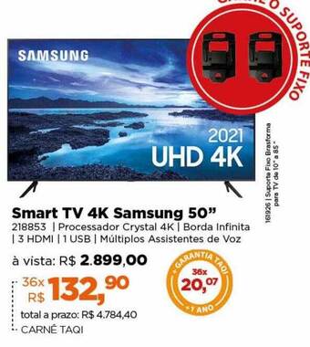 Lojas TaQi Smart tv 4k samsung 50 oferta