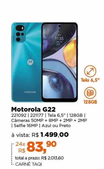 Lojas TaQi Motorola g22 oferta