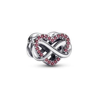 Pandora Charm de coracao vermelho familia e infinito oferta