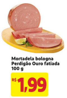 Mercado Extra Mortadela bologna Perdigao Ouro fatiada 100g oferta