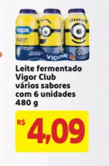 Mercado Extra Leite fermentado Vigor Club varios sabores com 6 unidades 480g oferta